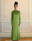 ELAILA LACE UP BACK MAXI DRESS - GREEN