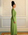 ELAILA LACE UP BACK MAXI DRESS - GREEN
