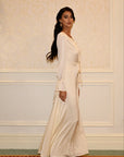 ÉNORA TIE DETAIL MAXI DRESS - CREAM