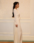 ÉNORA TIE DETAIL MAXI DRESS - CREAM