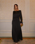 ÉNORA TIE DETAIL MAXI DRESS - BLACK