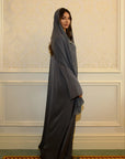 SLIT SLEEVE ABAYA - CHARCOAL