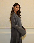 SLIT SLEEVE ABAYA - CHARCOAL