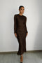 ELAILA LACE UP BACK MAXI DRESS - CHOCOLATE