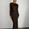 ELAILA LACE UP BACK MAXI DRESS - CHOCOLATE