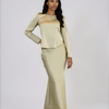 Bias Cut Skirt & Long Sleeve Top - Pistachio