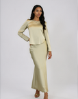 Bias Cut Skirt & Long Sleeve Top - Pistachio