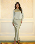 BIAS CUT SKIRT & LONG SLEEVE TOP - PISTACHIO