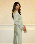 BIAS CUT SKIRT & LONG SLEEVE TOP - PISTACHIO