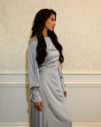 TIE DETAIL ABAYA - SILVER