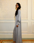 TIE DETAIL ABAYA - SILVER