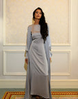 TIE DETAIL ABAYA - SILVER