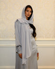 TIE DETAIL ABAYA - SILVER