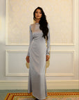 ELAILA LACE UP BACK MAXI DRESS - SILVER