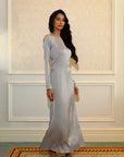 ELAILA LACE UP BACK MAXI DRESS - SILVER