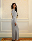 ELAILA LACE UP BACK MAXI DRESS - SILVER