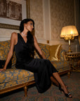 STUDIO RUYA COWL NECK MAXI DRESS - BLACK