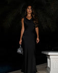 STUDIO RUYA COWL NECK MAXI DRESS - BLACK