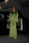 FEATHER BELTED ABAYA - GREEN