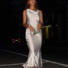 STUDIO RUYA COWL NECK MAXI DRESS - CHAMPAGNE
