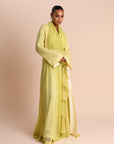 SLIT SLEEVE ABAYA LIME